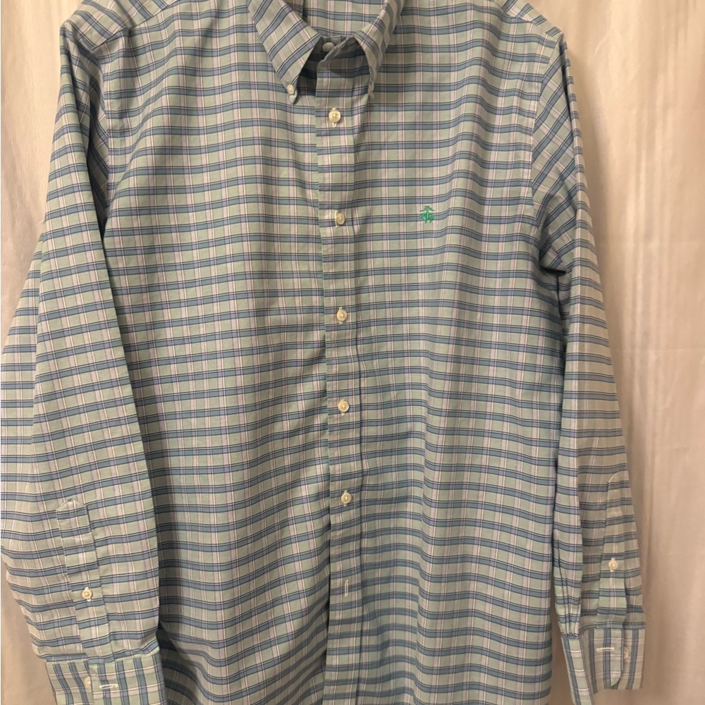 Brooks Brothers Regent Green and Blue Checkered Shirt